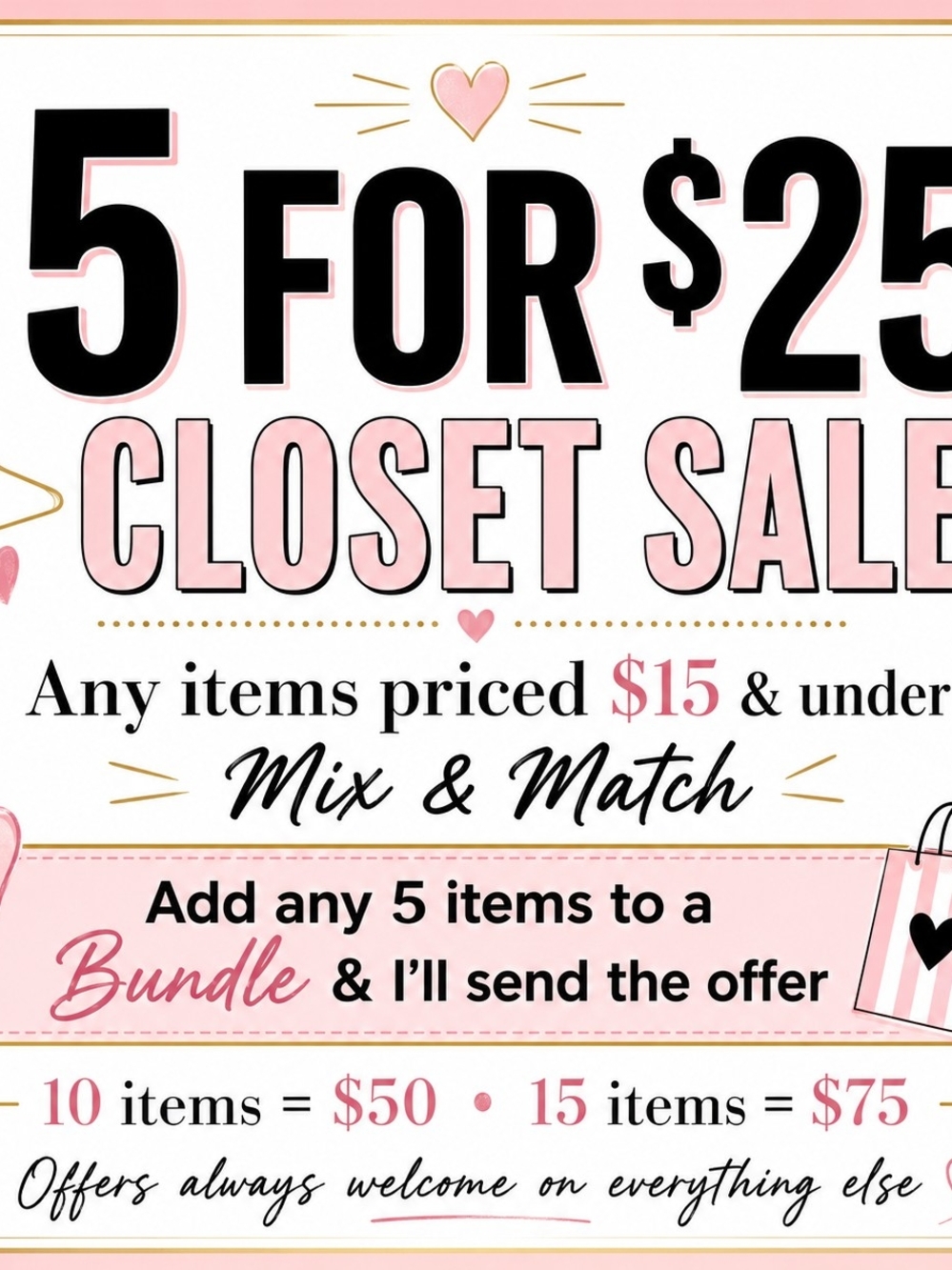 Closet Sale Promotional Sign - Pink